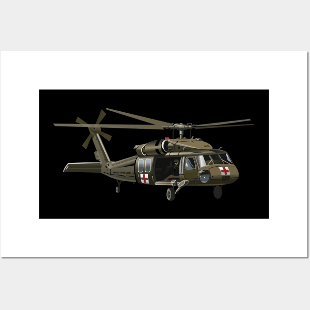 T-Shirt - Army - Flying Ambulance - Black Hawk wo Txt Wall Art by twix123844